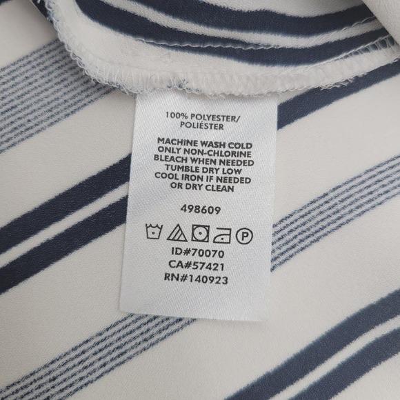 Loft Navy & White Striped Tie Front 3/4 Sleeve Blouse Womens Sz L - Picture 9 of 11
